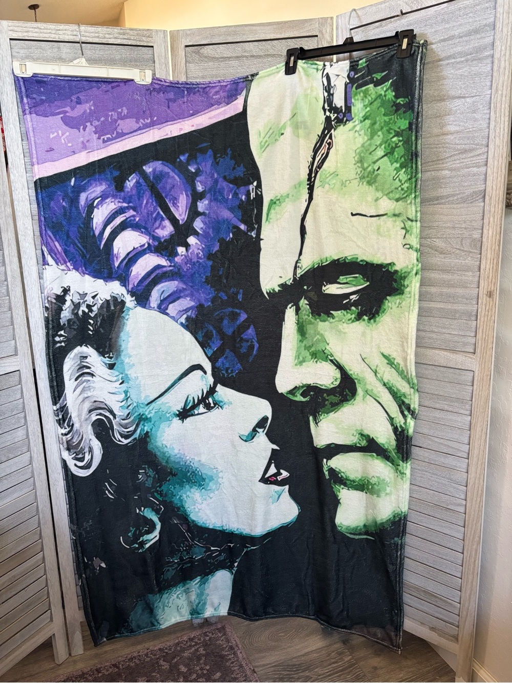 NEW BLANKET “Love is in the Air” Frankenstein & his lovely Bride! Goth Fleece